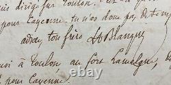 Auguste Blanqui Rare Autograph Letter Signed Exil À Cayenne 1859
