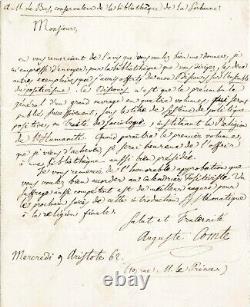 Auguste Comte Signed Autograph Letter. Launch Of The Positivist Religion