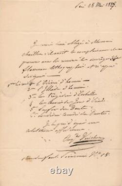 Auguste VINCHON signed autograph letter lithographed works by John Flaxman