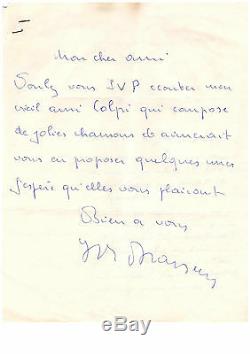 Autograph Letter From Georges Brassens (1957 With 3 A Photography Including Signed)
