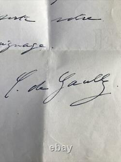 Autograph Letter Signed By General De Gaulle
