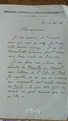 Autograph Letter Signed Emile Zola In 1864 Very Nice Testimony 3 Pages Rarity