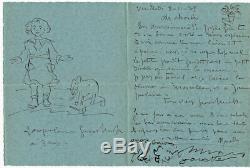 Autograph Letter Signed Grass-mick In 1935 With Original Drawing