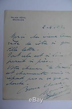 Autograph Letter Signed Maurice Chevalier A A 1952 Author