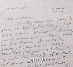 Autograph letter signed by Jacques Chardonne to Marcelle Tinayre, Prix Femina 1938