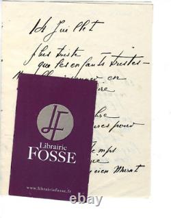 Autographed And Signed Letter From Marie Laurencin To Roger Nimier, 14 July 1952