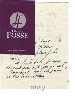 Autographed And Signed Letter From Marie Laurencin To Roger Nimier, 14 July 1952