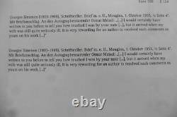 Autographed letter in English signed by Georges Simenon, 1955, writer of Maigret