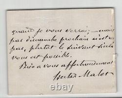 Autographed letter signed, Hector Malot a rewarding encounter, Miss DUFLAY