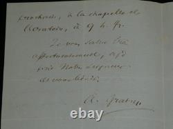 Autographed letter signed by Alphonse Gratry Preface in progress Science & religion