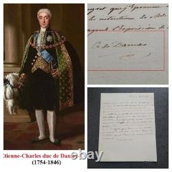 Autographed letter signed by the Duke of Damas-Crux (1754-1846) Lieutenant General of the King