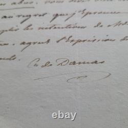 Autographed letter signed by the Duke of Damas-Crux (1754-1846) Lieutenant General of the King