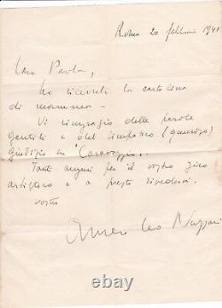 Autographical Letter Signed By The Great Italian Actor Amedeo Nazzari Italian Cinema
