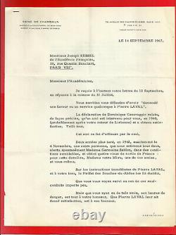 Ax2-letter Tapuscrite Signe- R. De Chambrun- Joseph Kessel + Letter Druon-1967