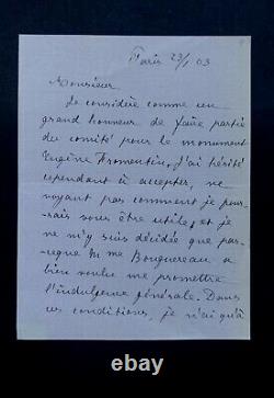 Barine Arvède Letter Autographe Signed On Elizabeth Jane Bouguereau, 1903