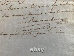 Beaumarchais Signed Autograph Letter, April 19, 1792