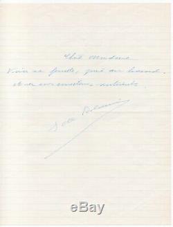 Beauvoir (simone) Autograph Letter Signed Handwritten + Page