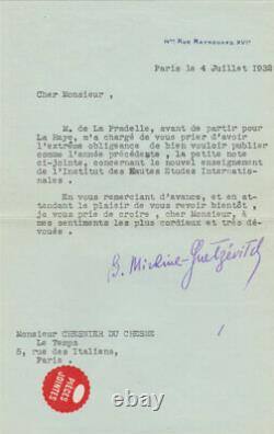 Boris Mirkine-guetzévitch Tapuscrite Letter Signed To André Chesne