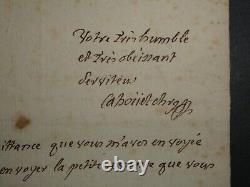 CAHOUET - SIGNED AUTOGRAPH LETTER The Curious Impertinent, 1772