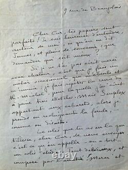 COLETTE, Sidonie-Gabrielle. Signed autograph letter, 1941 to Curnonsky