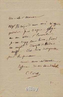 Camille Corot Autograph Letter Signed At Clément De Ris