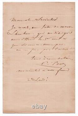 Camille Corot Autographed Letter Signed, Paris, March 1862, 1 page in-8.