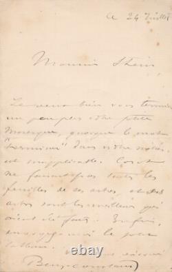 Camille Corot autograph letter signed, returns to Ville-d’Avray, Rouen