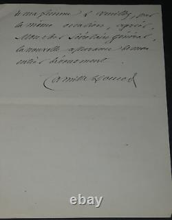 Camille Doucet Autographed Signed Letter to the Secretary General, 1866
