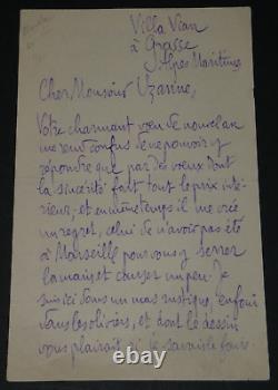 Camille Mauclair Autographed Letter Signed to Octave Uzanne in Grasse.