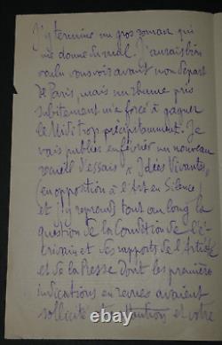 Camille Mauclair Autographed Letter Signed to Octave Uzanne in Grasse.