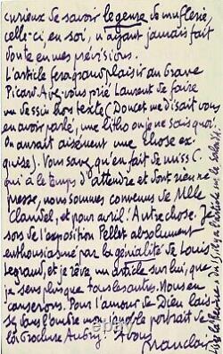 Camille Mauclair Signed Autograph Letter About Camille Claudel In 1904