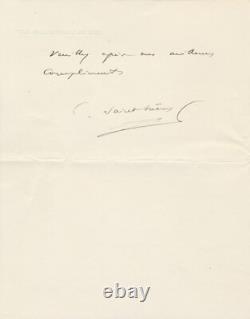 Camille Saint-Saëns, a trusted man and his lawyer, autograph letter signed Saens