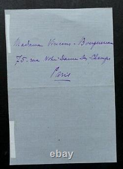 Ceraria Henriette Card Autography Letter Signed In Madame Vincens Bouguereau