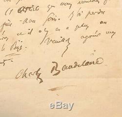 Charles Baudelaire Autograph Letter Signed / 1852 / Balzac