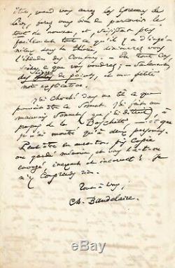 Charles Baudelaire Autograph Letter Signed / Poe And Small Poems In Prose