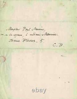 Charles Baudelaire Autograph Letter Signed To P. Meurice About V. Hugo