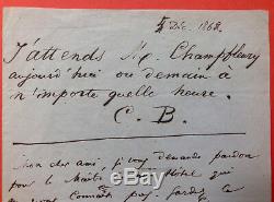 Charles Baudelaire Autograph Letter Signed Twice
