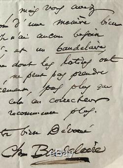 Charles Baudelaire Beautiful Autograph Letter Signed Mario Uchard (1863)