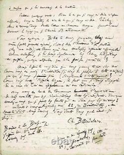 Charles Baudelaire Long Autograph Letter Signed To Auguste Poulet Malassis