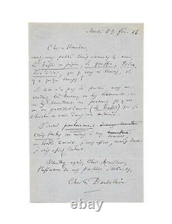 Charles Baudelaire / Signed Autograph Letter / Spleen of Paris / Poems