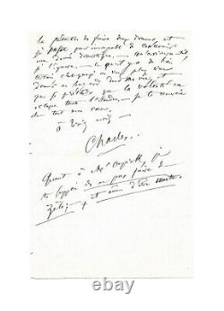 Charles Baudelaire / Signed Autograph Letter / Will / Love / Flowers / Drama