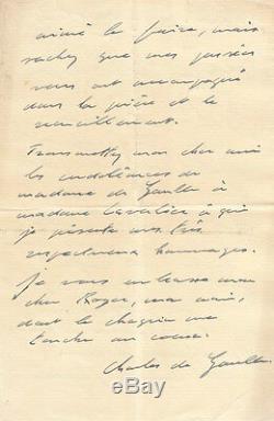 Charles De Gaulle Autograph Letter Signed By R. Cavalier. 1936. Condolences
