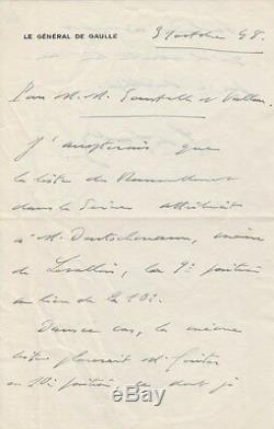 Charles De Gaulle Autograph Letter Signed On The Rpf