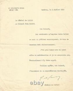 Charles De Gaulle Signed Letter. July 3, 1940. Seas Al-kebir. Autograph