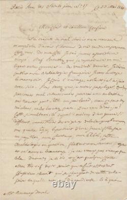 Charles De Pougens Signed Letter To Amaury Duval