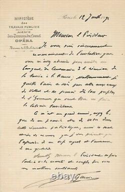 Charles Garnier Architect Autograph Letter Signed Savoie France Centenary