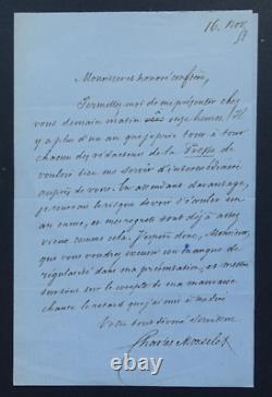 Charles Monselet Autography Signed Letter, 1858