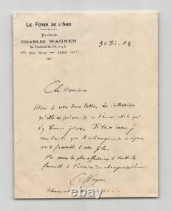 Charles Wagner Pasteur Autographed Letter Signed to Mr. Cousin 1908 Charles Wagner Pasteur Autographed Letter Signed to Mr. Cousin 1908