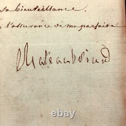 Chateaubriand Rare Signed Letter to a Diplomat. Restoration. Paris. 1822