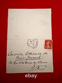 Ck38 – Signed Autograph Letter – Charles Derennes – Writer and Poet – 1910